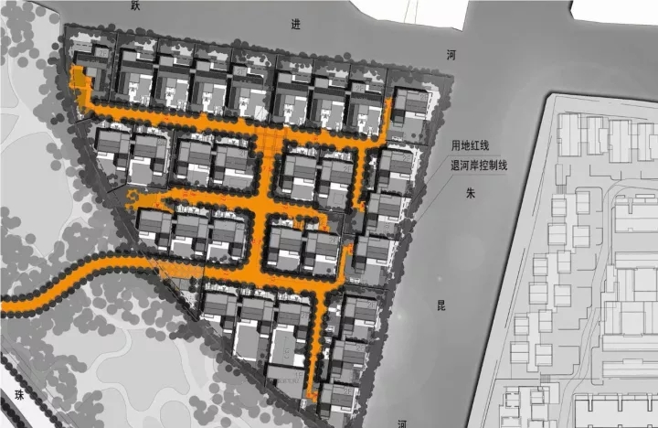 王字型路网造剖析人流，，，，包管入口私密性